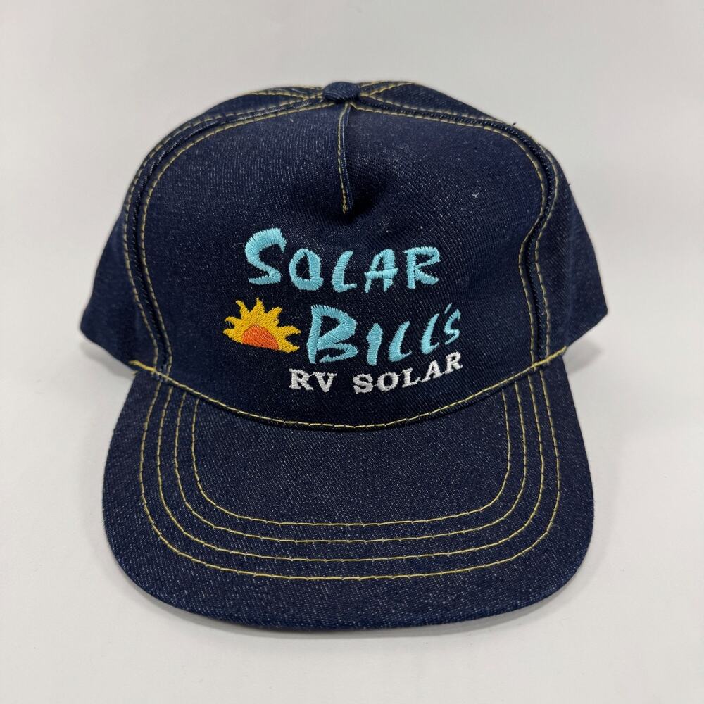 Vintage Solar Bill's RV Solar Men's Hat Snapback Denim Nissin Cap